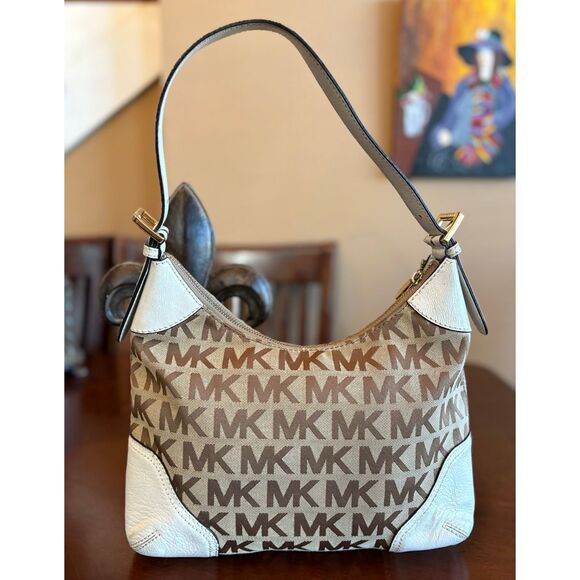 MICHAEL KORS - EUC Millbrook Signature Logo Hobo Shoulder Bag/Canvas & Leather - Picture 5 of 14